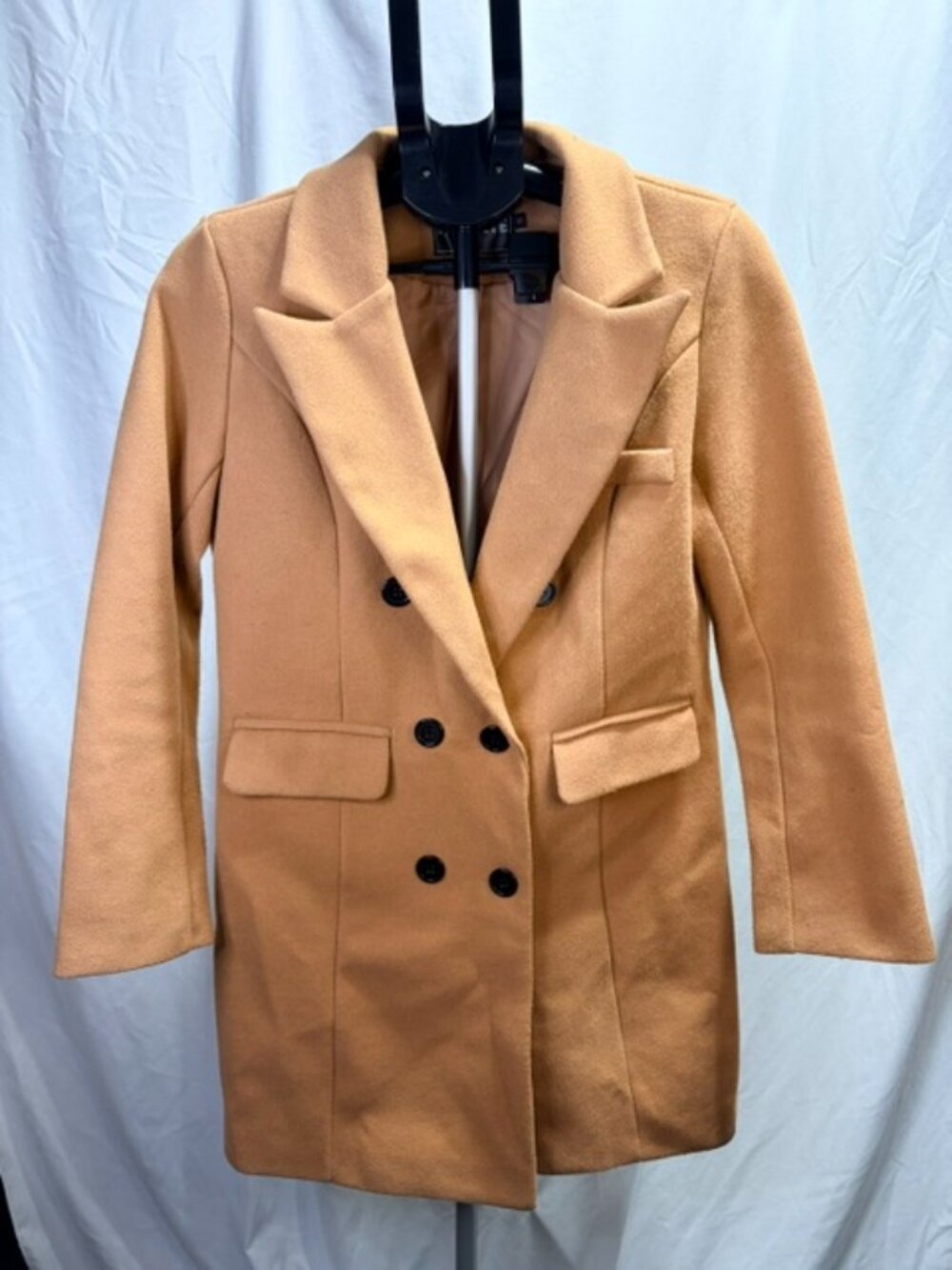 Pantete Camel Double Breasted Tailored Pea Coat Jacket Small